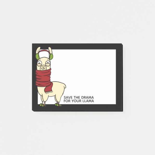 Winter Llama | In Ear Muffs and Slippers Post-it Notes (Front)