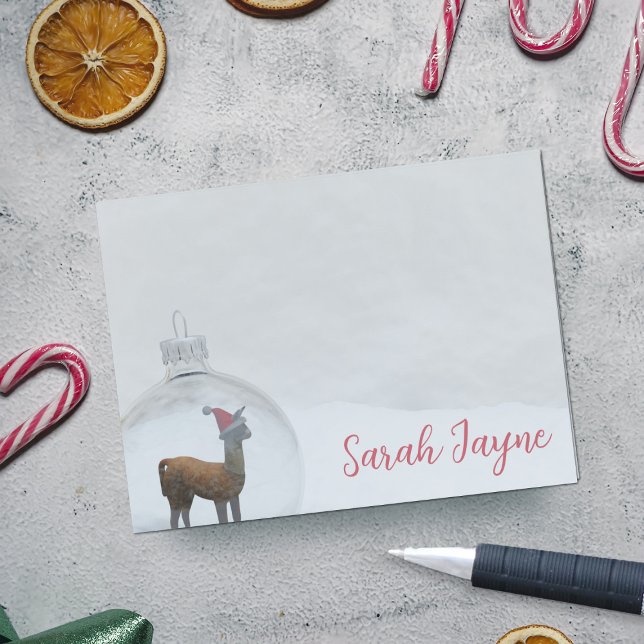 Winter Llama Snow Funny Christmas Personalised Post-it Notes (Fun and festive post it notes with space for your name)