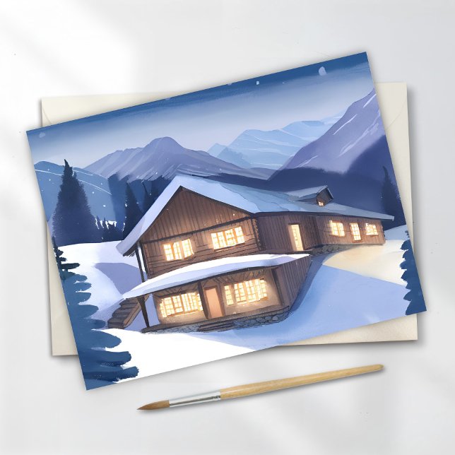 Winter Log Cabin Holiday Card (Creator Uploaded)
