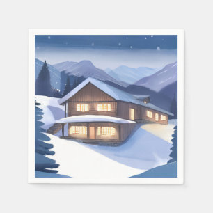 Winter Log Cabin Napkin
