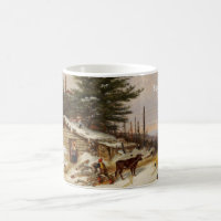 Winter Log House custom text art mug