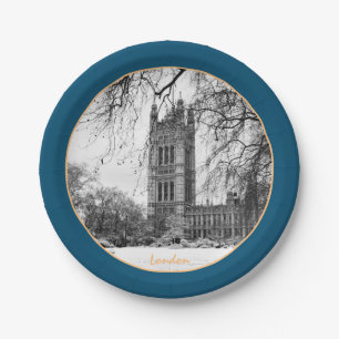 Winter London & Westminster Palace /vintage plate