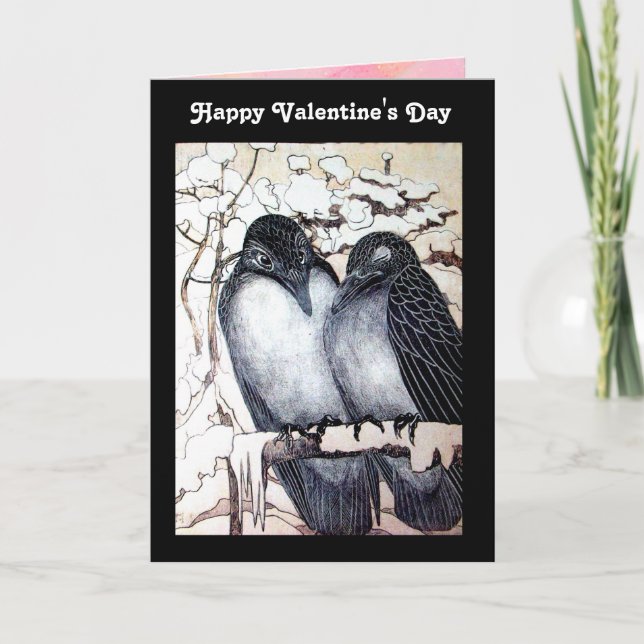 WINTER LOVE BIRDS / Happy Valentine's Day Holiday Card (Front)