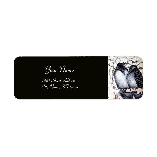 WINTER LOVE BIRDS RETURN ADDRESS LABEL (Front)
