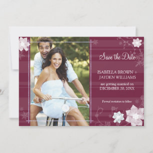 Winter Love Floral Wedding Photo Save the Date