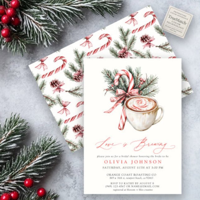 Winter Love Is Brewing Red Bow Bridal Shower Invitation (Creator Uploaded)