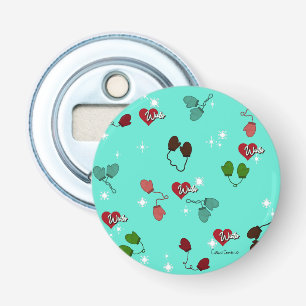 Winter Love Mittens and Snowflake Pattern Bottle Opener