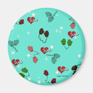 Winter Love Mittens and Snowflake Pattern Magnet