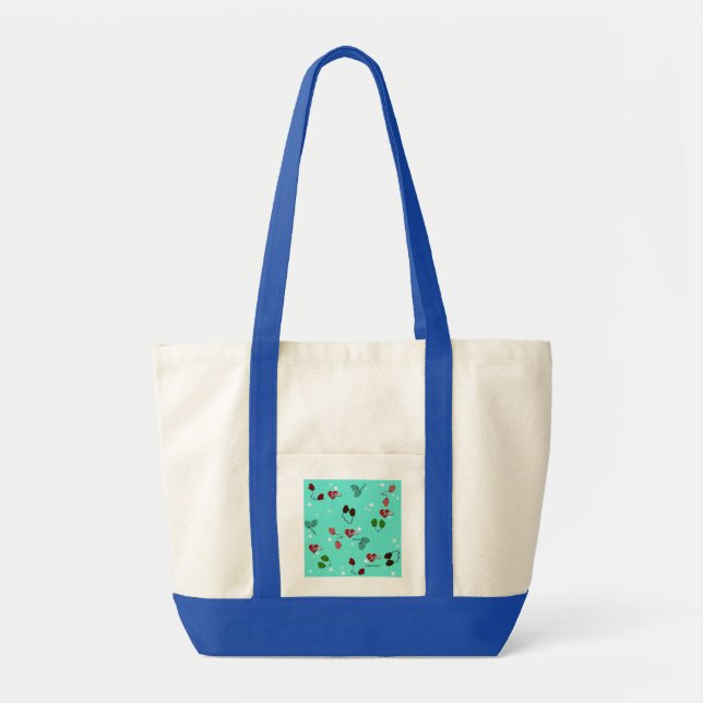 Winter Love Mittens and Snowflake Pattern Tote Bag (Front)