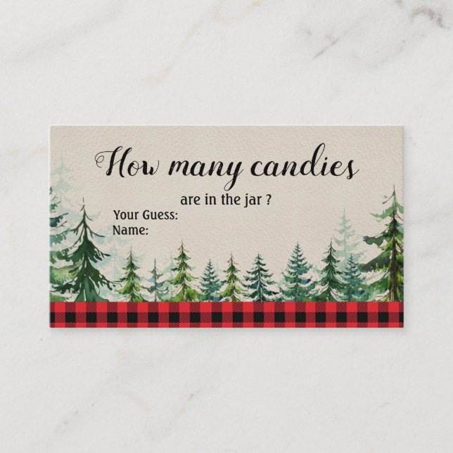 Winter Lumberjack Baby Shower How Many Candies Enclosure Card (Front)