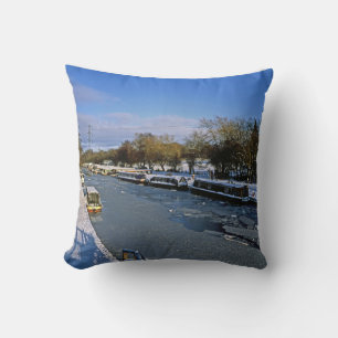 Winter Macclesfield Canal Cheshire England Cushion