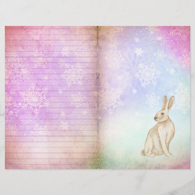 Winter Magic Bunny Scrapbook Page Paper, Whimsical (Front)