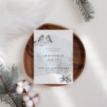Winter Magic Christmas Party Invitation<br><div class="desc">Watercolor blue background coupled with stencil technique animal illustrations and white and black winter foliage. Elegant handwritten script is paired with a serif font for all your information. Check our store for more Christmas party invitation options.</div>
