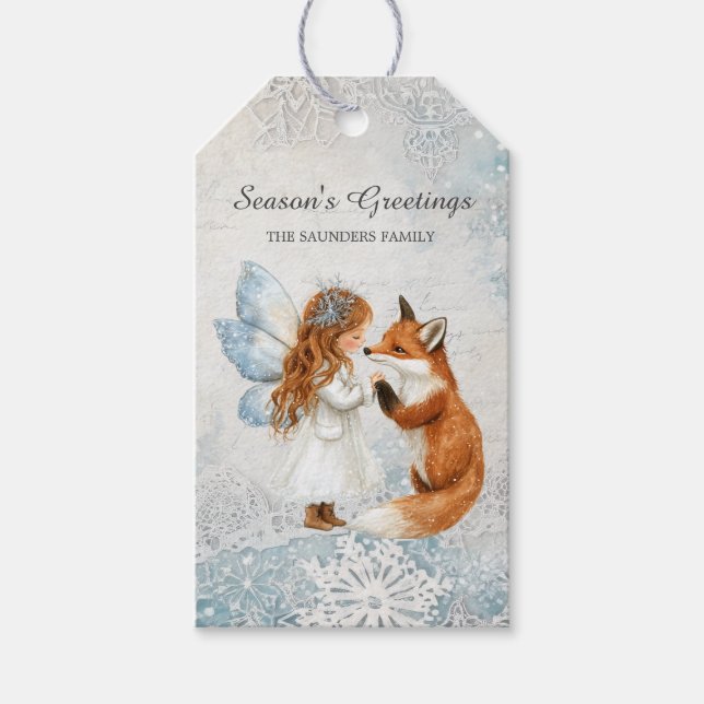 Winter Magic Fairy and Fox Gift Tag (Front)