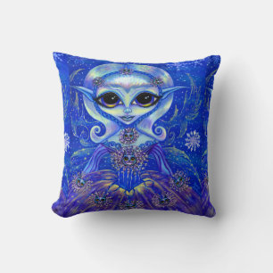 Winter Magic Fairy Doll with Cats & Snowflakes Cushion