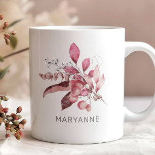 Winter Magic Floral Monogram Coffee Mug
