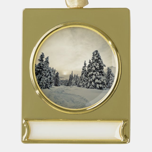 Winter Magic Gold Plated Banner Ornament (Front)