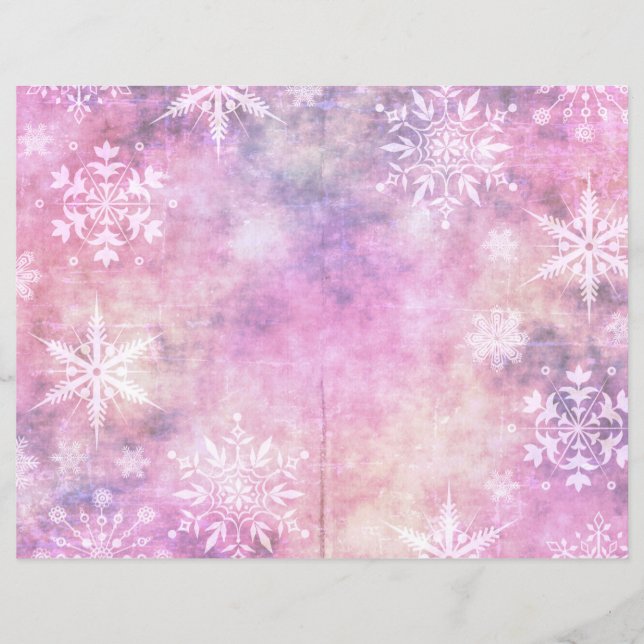 Winter Magic Pink Snow Scrapbook Page Paper | Fest (Front)