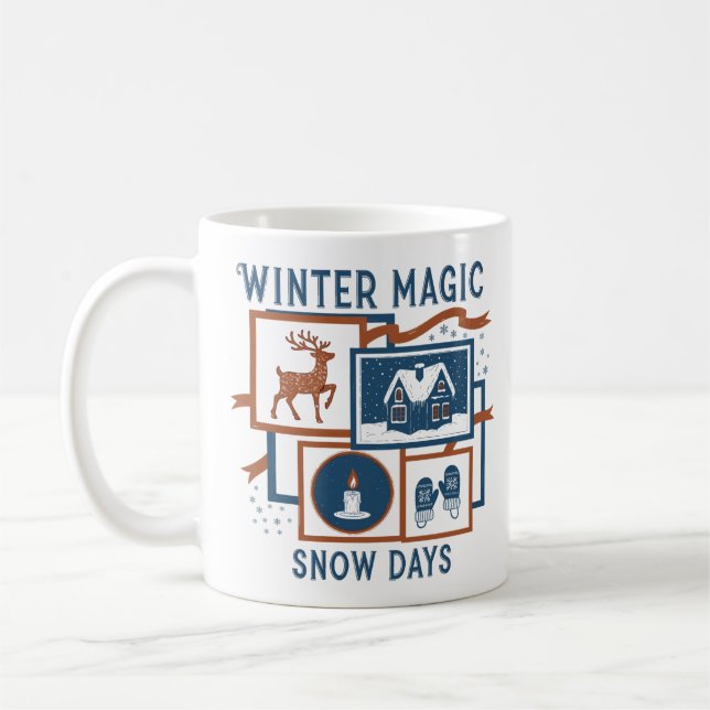 Winter Magic Snow Days – Cozy Rustic Holiday Coffee Mug (Left)