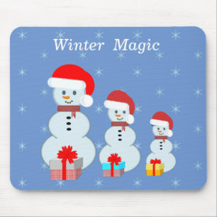 Winter magic snowmen & snowflakes mouse pad