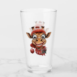 Winter magic with a cute cartoon giraffe glass