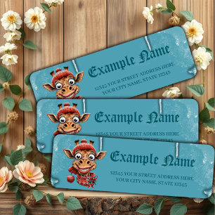Winter magic with a cute cartoon giraffe. return address label