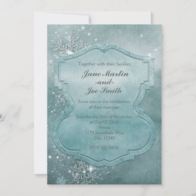 Winter Magical Snowflakes Wedding Party Invitation (Front)