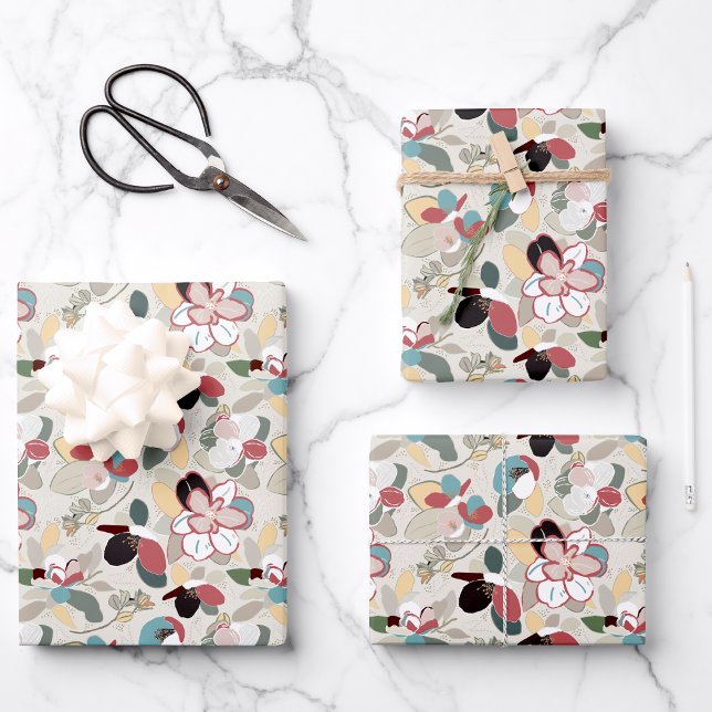 Winter Magnolia Floral Neutral Wrapping Paper Sheet (Winter Magnolia Floral Neutral Wrapping Paper Sheets from Studio Posies. )