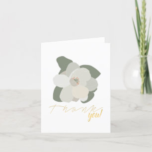 Winter Magnolia Flower Leaves Thank You Card