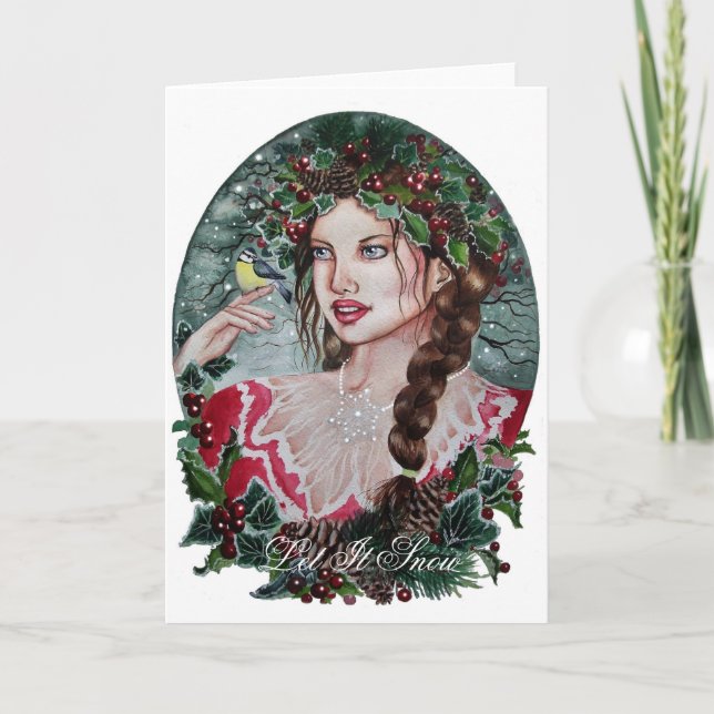 Winter maiden Christmas greeting card (Front)
