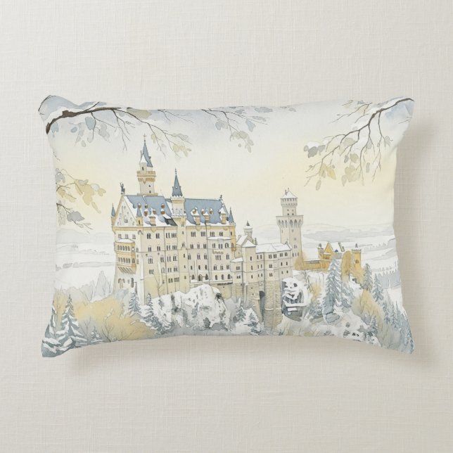 Winter Majesty: The Enchanted Castle Decorative Cushion (Front)