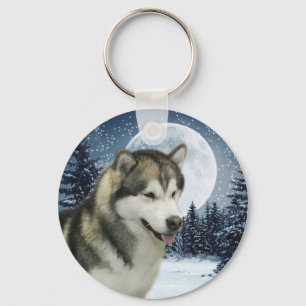 Winter Malamute Keychain