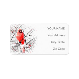 WINTER MALE CARDINAL LABEL