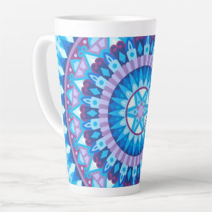 Winter Mandala Blue Geometric Snow Pattern Cosy Latte Mug