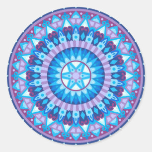Winter Mandala Blue Snowflake Geometric Decal Calm Classic Round Sticker