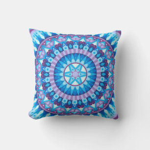 Winter Mandala Blue Snowflake Pattern Cosy Home Cushion