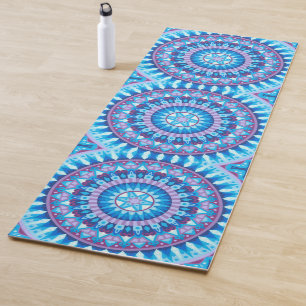 Winter Mandala Blue Snowflake Pattern Meditation Yoga Mat