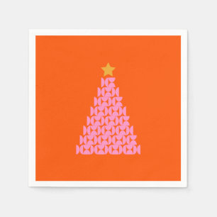 Winter Market 02 Christmas Tree Pink And Orange Napkin