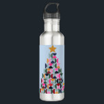 Winter Market 10 Colourful Christmas Tree 710 Ml Water Bottle<br><div class="desc">A cute colourful Christmas tree in a baby blue background,  featuring abstract shapes with a mid century modern design. A festive and modern design for the Christmas season.</div>