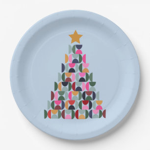 Winter Market 10 Colourful Christmas Tree Paper Plate