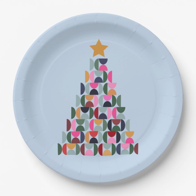 Winter Market 10 Colourful Christmas Tree Paper Plate (Front)