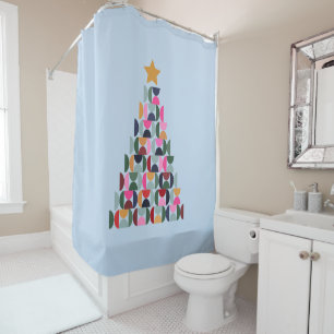 Winter Market 10 Colourful Christmas Tree Shower Curtain