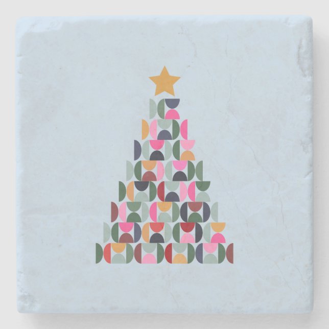 Winter Market 10 Colourful Christmas Tree Stone Coaster (Front)