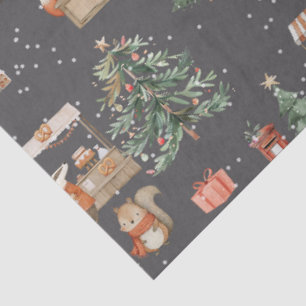 Winter market street festival with animal friends tissue paper