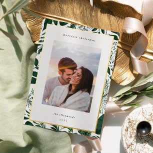 Winter Meadow   Botanical Christmas Photo Foil Holiday Card