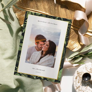 Winter Meadow   Botanical Christmas Photo Foil Holiday Card