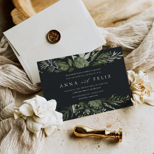 Winter Meadow Green Botanical Wedding Invitation
