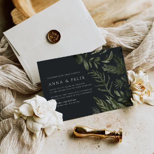 Winter Meadow Green Botanical Wedding Invitation