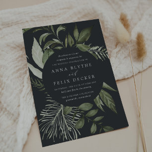 Winter Meadow Green Botanical Wedding Invitation