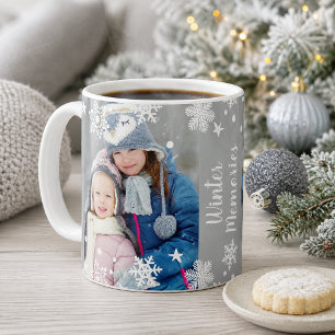 Winter Memories Snowflake Photo Overlay Coffee Mug